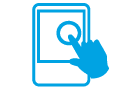 Hand touching a control screen with an air quality indicator